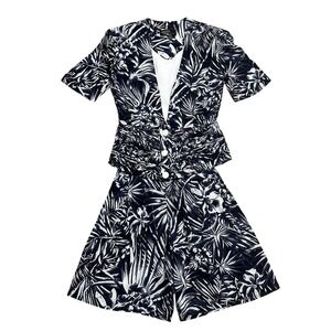 VTG‎ 90s DAWN JOY FLORAL Shorts Set Two Piece ROMPER High waist Size Small